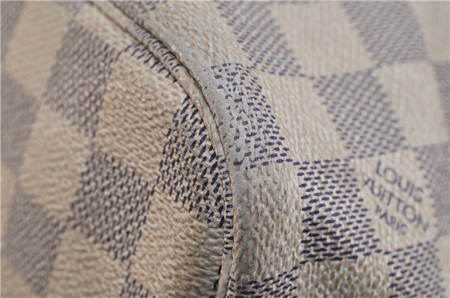 Authentic LOUIS VUITTON Damier Azur Neverfull MM Tote Bag Purse N51107 LV 7356C