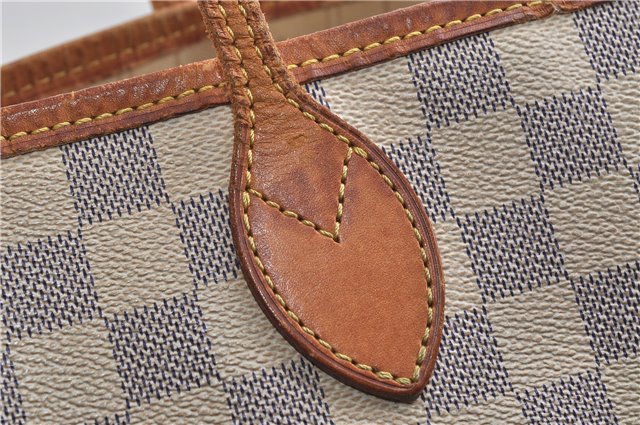 Authentic LOUIS VUITTON Damier Azur Neverfull MM Tote Bag Purse N51107 LV 7356C
