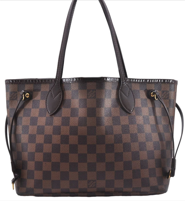 Authentic Louis Vuitton Damier Neverfull PM Shoulder Tote Bag N51109 LV 7359E