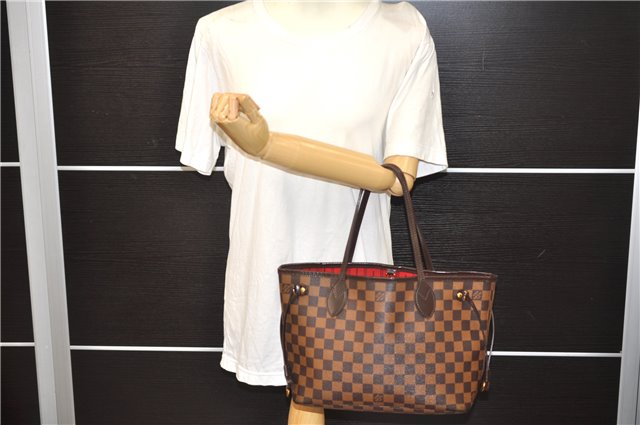 Authentic Louis Vuitton Damier Neverfull PM Shoulder Tote Bag N51109 LV 7359E