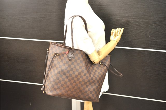 Authentic Louis Vuitton Damier Neverfull MM Shoulder Tote Bag N51105 LV 7521D