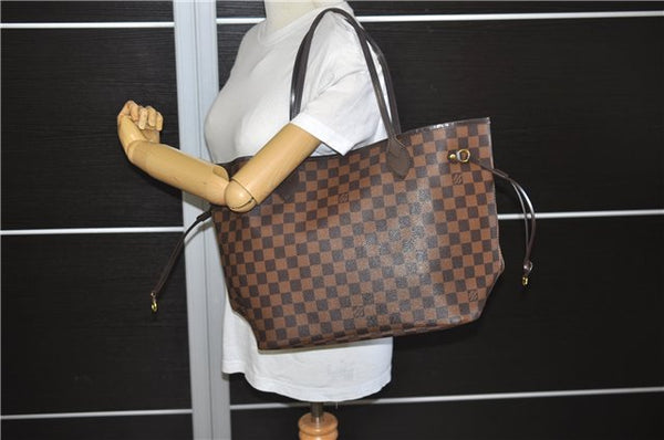 Authentic Louis Vuitton Damier Neverfull MM Shoulder Tote Bag N51105 LV 7565E