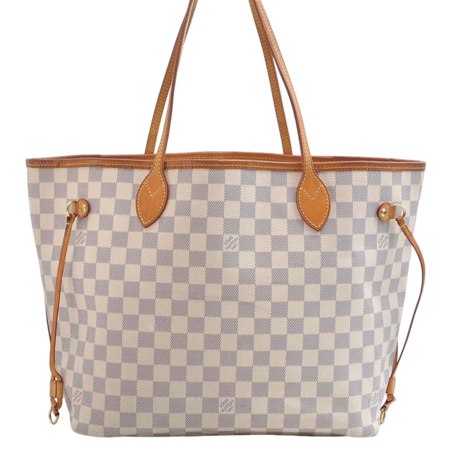 Authentic Louis Vuitton Damier Azur Neverfull MM Tote Bag N51107 LV 7776E