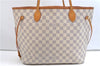 Authentic Louis Vuitton Damier Azur Neverfull MM Tote Bag N51107 LV 7776E