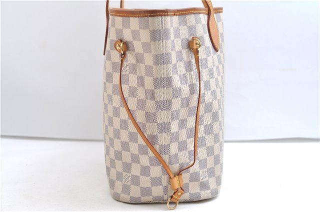 Authentic Louis Vuitton Damier Azur Neverfull MM Tote Bag N51107 LV 7776E