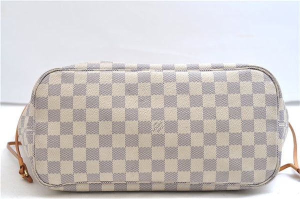 Authentic Louis Vuitton Damier Azur Neverfull MM Tote Bag N51107 LV 7776E