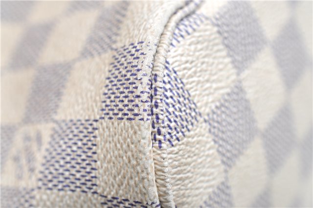 Authentic Louis Vuitton Damier Azur Neverfull MM Tote Bag N51107 LV 7776E