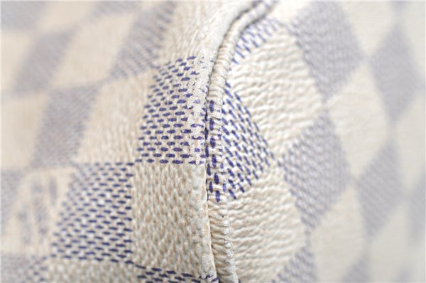 Authentic Louis Vuitton Damier Azur Neverfull MM Tote Bag N51107 LV 7776E