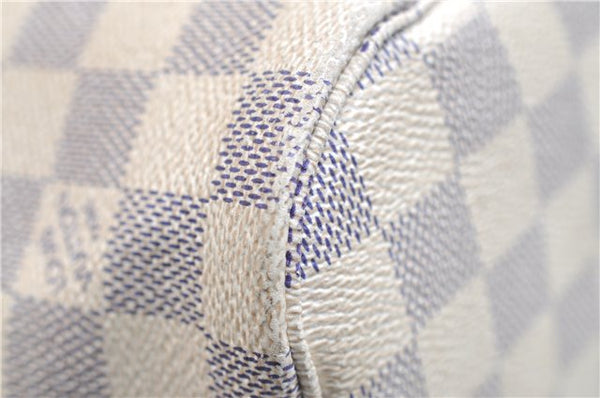Authentic Louis Vuitton Damier Azur Neverfull MM Tote Bag N51107 LV 7776E