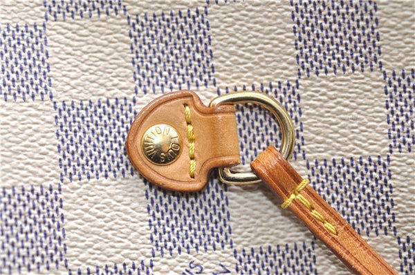 Authentic Louis Vuitton Damier Azur Neverfull MM Tote Bag N51107 LV 7776E