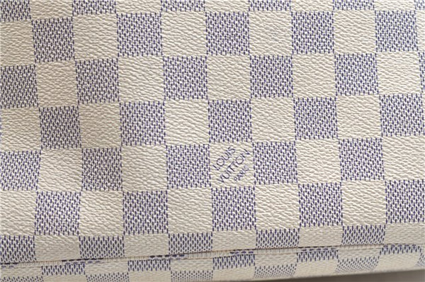 Authentic Louis Vuitton Damier Azur Neverfull MM Tote Bag N51107 LV 7776E