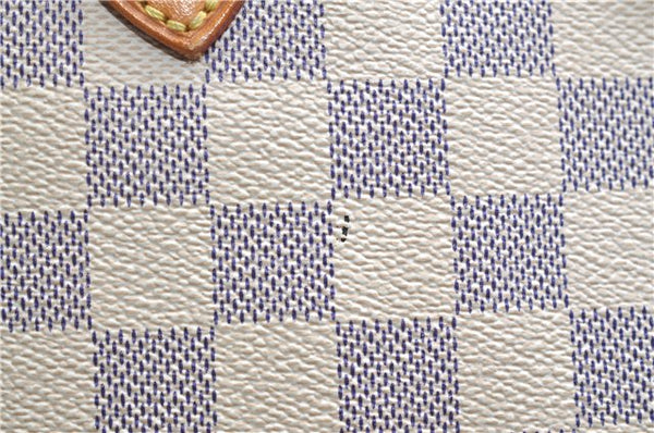 Authentic Louis Vuitton Damier Azur Neverfull MM Tote Bag N51107 LV 7776E