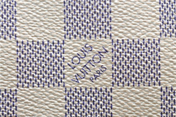 Authentic Louis Vuitton Damier Azur Neverfull MM Tote Bag N51107 LV 7776E