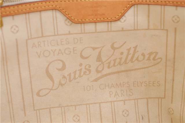 Authentic Louis Vuitton Damier Azur Neverfull MM Tote Bag N51107 LV 7776E