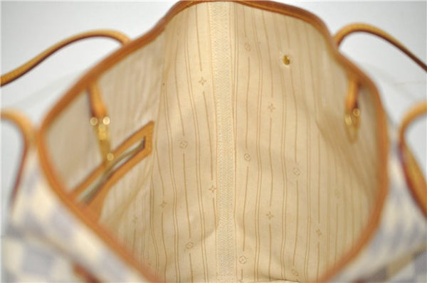 Authentic Louis Vuitton Damier Azur Neverfull MM Tote Bag N51107 LV 7776E