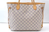 Authentic Louis Vuitton Damier Azur Neverfull MM Tote Bag N51107 LV 7779E
