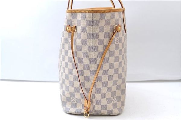 Authentic Louis Vuitton Damier Azur Neverfull MM Tote Bag N51107 LV 7779E