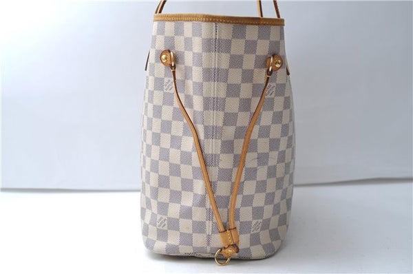 Authentic Louis Vuitton Damier Azur Neverfull MM Tote Bag N51107 LV 7779E