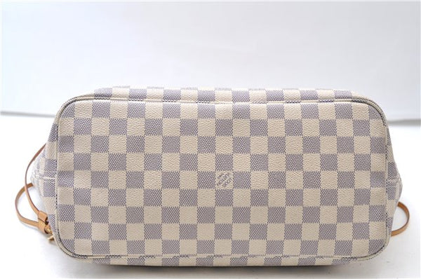 Authentic Louis Vuitton Damier Azur Neverfull MM Tote Bag N51107 LV 7779E