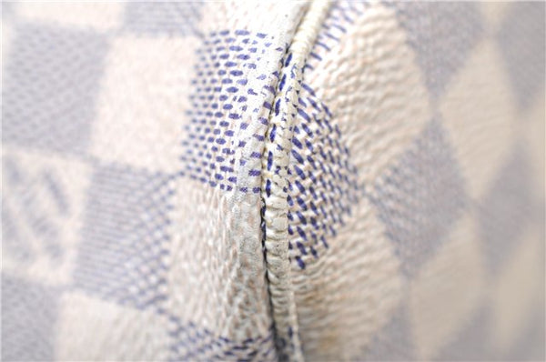 Authentic Louis Vuitton Damier Azur Neverfull MM Tote Bag N51107 LV 7779E