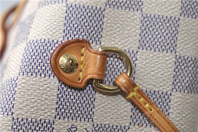 Authentic Louis Vuitton Damier Azur Neverfull MM Tote Bag N51107 LV 7779E