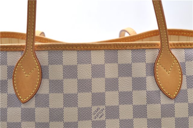 Authentic Louis Vuitton Damier Azur Neverfull MM Tote Bag N51107 LV 7779E