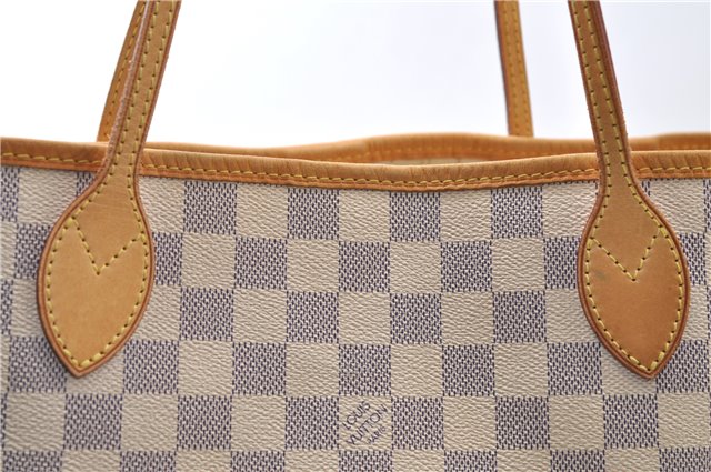 Authentic Louis Vuitton Damier Azur Neverfull MM Tote Bag N51107 LV 7779E