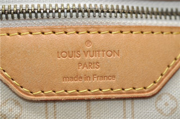 Authentic Louis Vuitton Damier Azur Neverfull MM Tote Bag N51107 LV 7779E