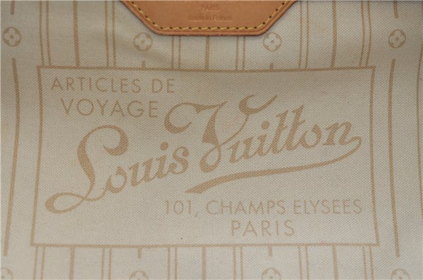 Authentic Louis Vuitton Damier Azur Neverfull MM Tote Bag N51107 LV 7779E