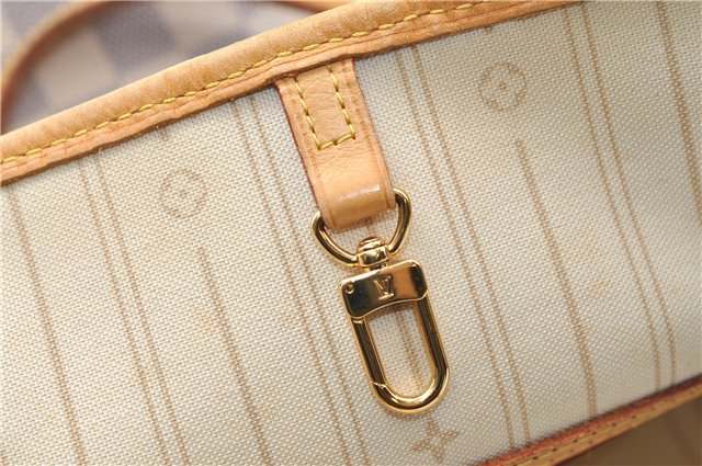 Authentic Louis Vuitton Damier Azur Neverfull MM Tote Bag N51107 LV 7779E