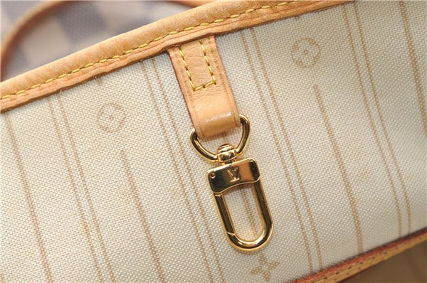 Authentic Louis Vuitton Damier Azur Neverfull MM Tote Bag N51107 LV 7779E