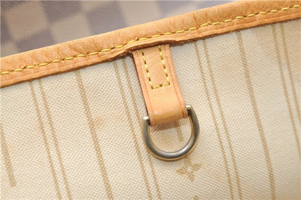 Authentic Louis Vuitton Damier Azur Neverfull MM Tote Bag N51107 LV 7779E