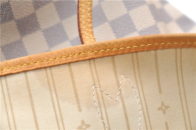 Authentic Louis Vuitton Damier Azur Neverfull MM Tote Bag N51107 LV 7779E