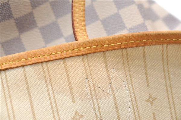 Authentic Louis Vuitton Damier Azur Neverfull MM Tote Bag N51107 LV 7779E