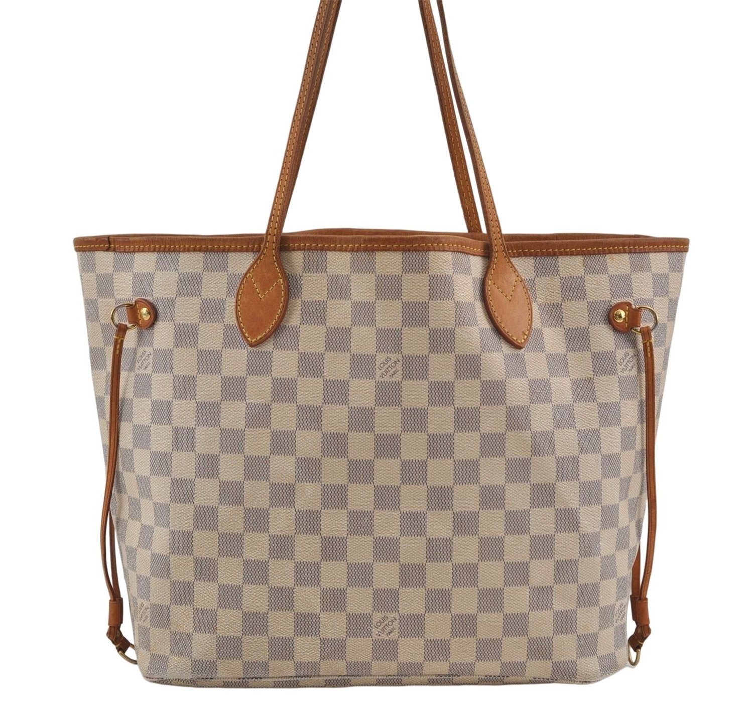 Authentic Louis Vuitton Damier Azur Neverfull MM Tote Bag N51107 LV 7966D