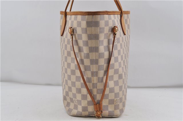Authentic Louis Vuitton Damier Azur Neverfull MM Tote Bag N51107 LV 7966D