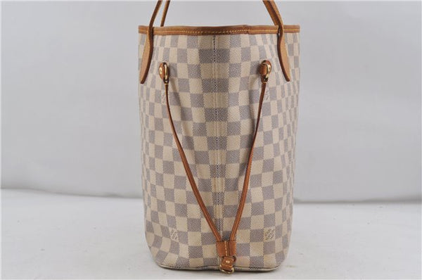 Authentic Louis Vuitton Damier Azur Neverfull MM Tote Bag N51107 LV 7966D