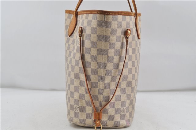 Authentic Louis Vuitton Damier Azur Neverfull MM Tote Bag N51107 LV 7966D