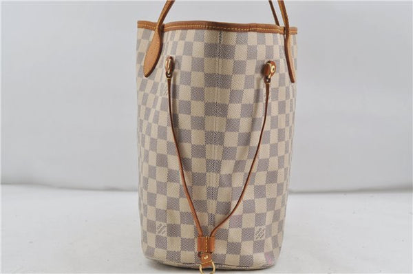 Authentic Louis Vuitton Damier Azur Neverfull MM Tote Bag N51107 LV 7966D