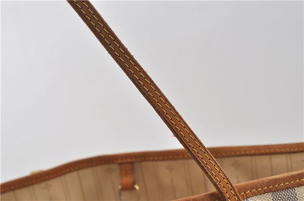 Authentic Louis Vuitton Damier Azur Neverfull MM Tote Bag N51107 LV 7966D