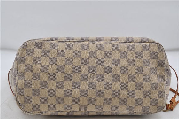 Authentic Louis Vuitton Damier Azur Neverfull MM Tote Bag N51107 LV 7966D