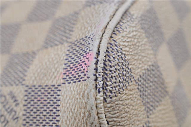 Authentic Louis Vuitton Damier Azur Neverfull MM Tote Bag N51107 LV 7966D