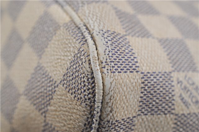 Authentic Louis Vuitton Damier Azur Neverfull MM Tote Bag N51107 LV 7966D