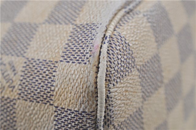 Authentic Louis Vuitton Damier Azur Neverfull MM Tote Bag N51107 LV 7966D
