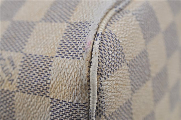 Authentic Louis Vuitton Damier Azur Neverfull MM Tote Bag N51107 LV 7966D
