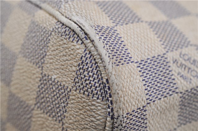 Authentic Louis Vuitton Damier Azur Neverfull MM Tote Bag N51107 LV 7966D