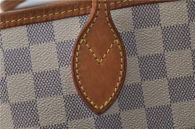 Authentic Louis Vuitton Damier Azur Neverfull MM Tote Bag N51107 LV 7966D