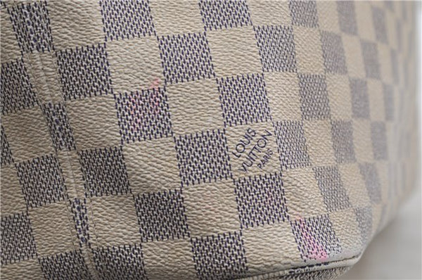 Authentic Louis Vuitton Damier Azur Neverfull MM Tote Bag N51107 LV 7966D