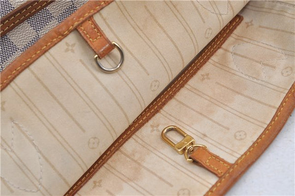 Authentic Louis Vuitton Damier Azur Neverfull MM Tote Bag N51107 LV 7966D