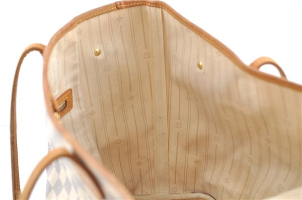 Authentic Louis Vuitton Damier Azur Neverfull MM Tote Bag N51107 LV 7966D